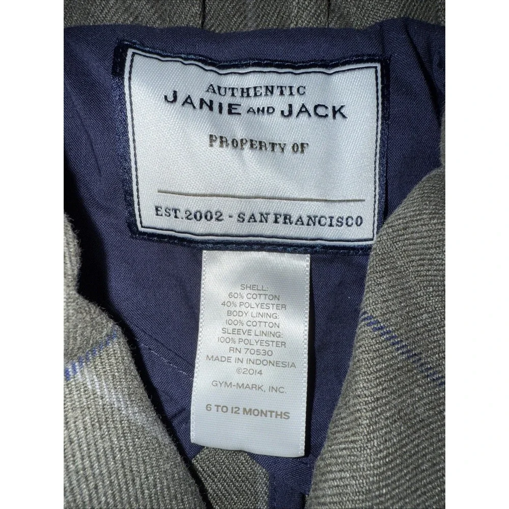 Janie and Jack Boys Blazer Size 6-12 Months Plaid Sport Coat Wedding Easter 4464